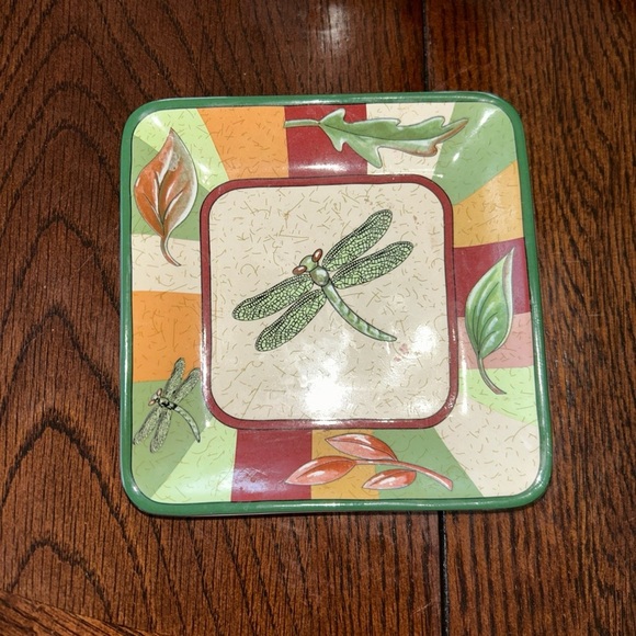 Dragonfly Replacement Tray PartyLite 5" sq. Nature's Pillar Tray P7583 Retired. - Picture 3 of 5